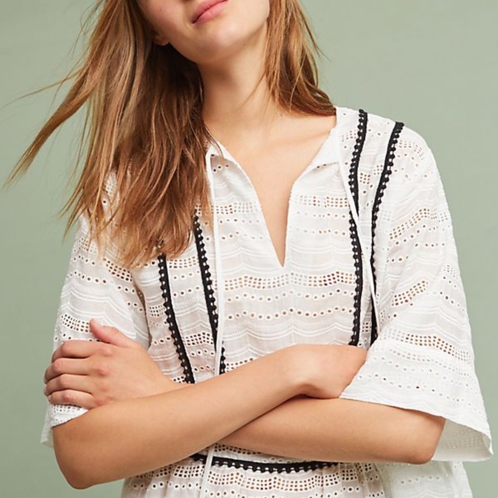 Anthropologie Nu Construction Porto Eyelet Top